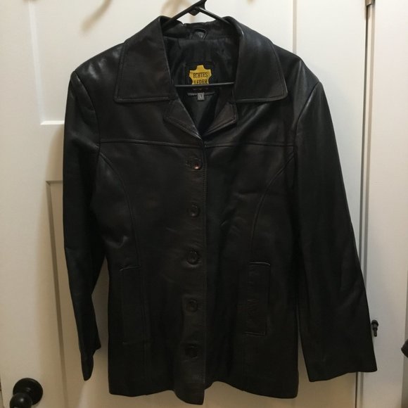 Echtes Leder - Woman Large - Lightweight - button-up Leather Jacket - Midweight - Picture 7 of 11